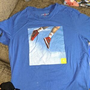 Jordan Blue Tee with Red Sneakers Graphic